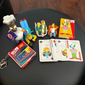 Simpson Lot~~~Cards Keychain Puzzle Burger King Chef Bowling 7 Pieces